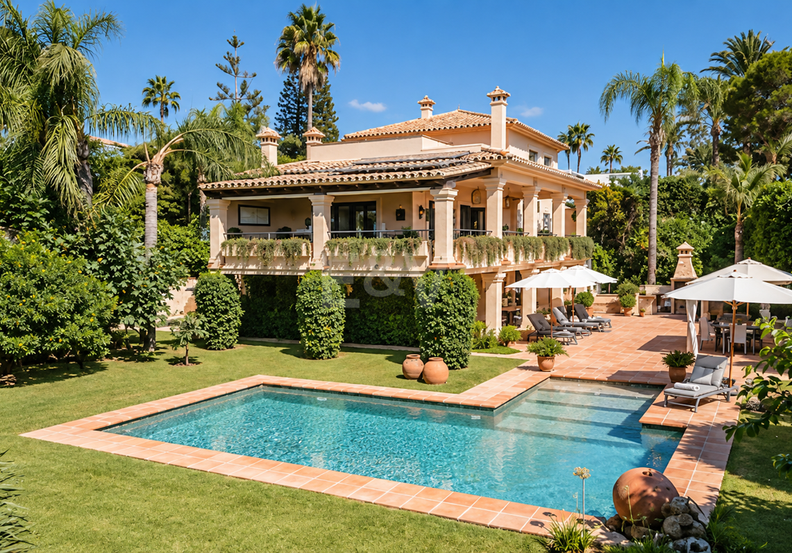 Außergewöhnliche Villa in zweiter Strandreihe in Los Monteros mit Meerblick
