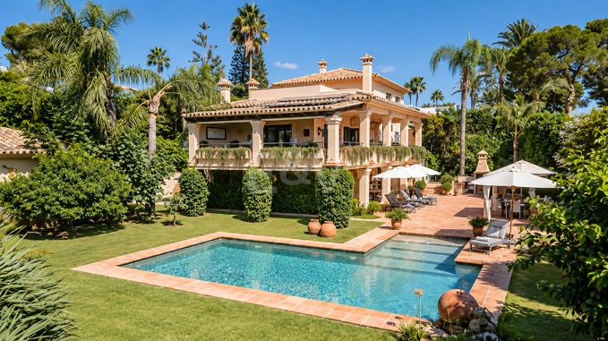 Außergewöhnliche Villa in zweiter Strandreihe in Los Monteros mit Meerblick