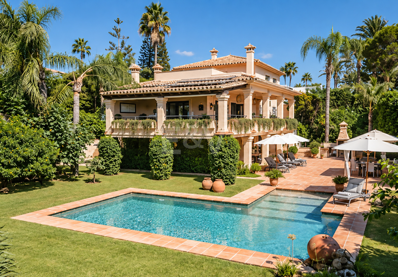 Außergewöhnliche Villa in zweiter Strandreihe in Los Monteros mit Meerblick