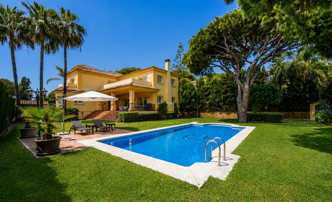 Ubicada en el corazón de Elviria, una de las zonas residenciales más codiciadas de Marbella Este, esta elegante villa representa...