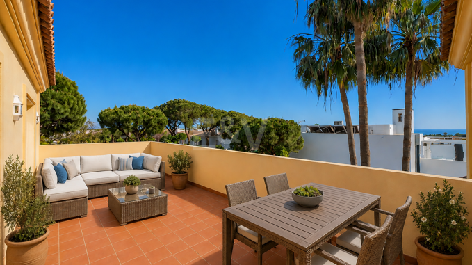 Villa élégante avec vue sur la mer et distance de marche de la plage en Elviria