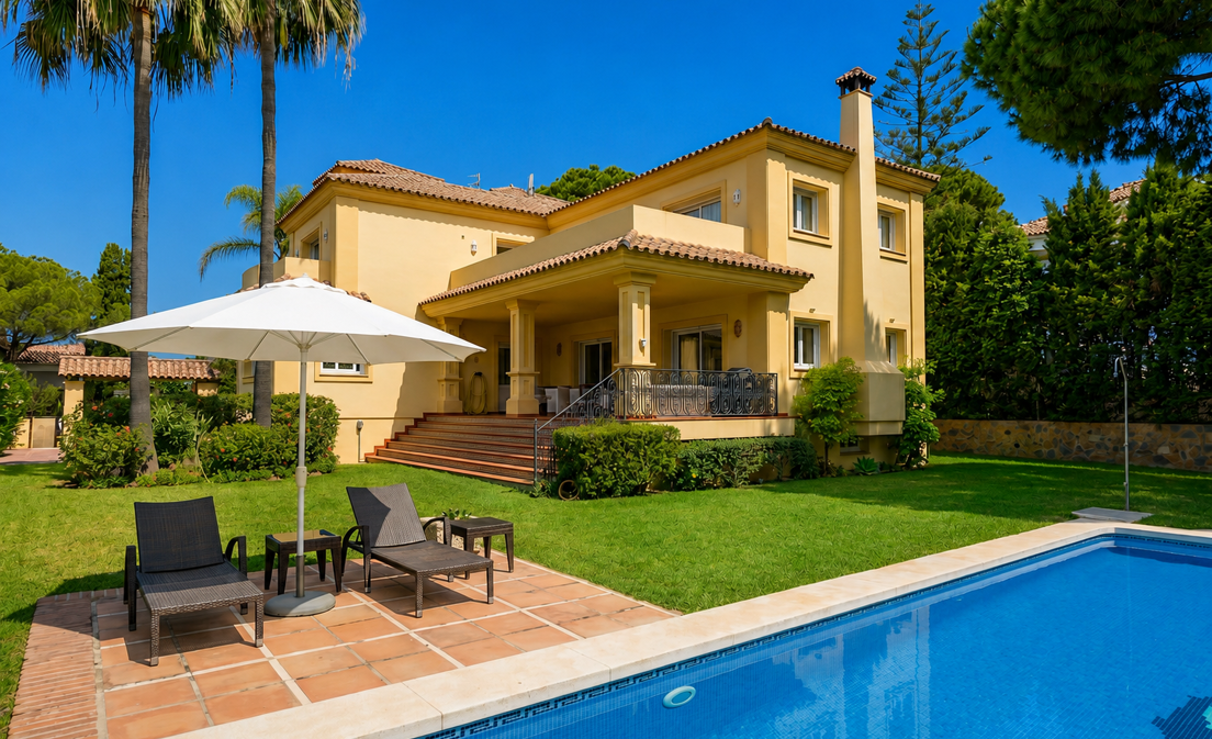 Im Herzen von Elviria gelegen, einer der begehrtesten Wohngegenden im Osten von Marbella, ist diese elegante Villa eine außergewöhnliche Gelegenheit...