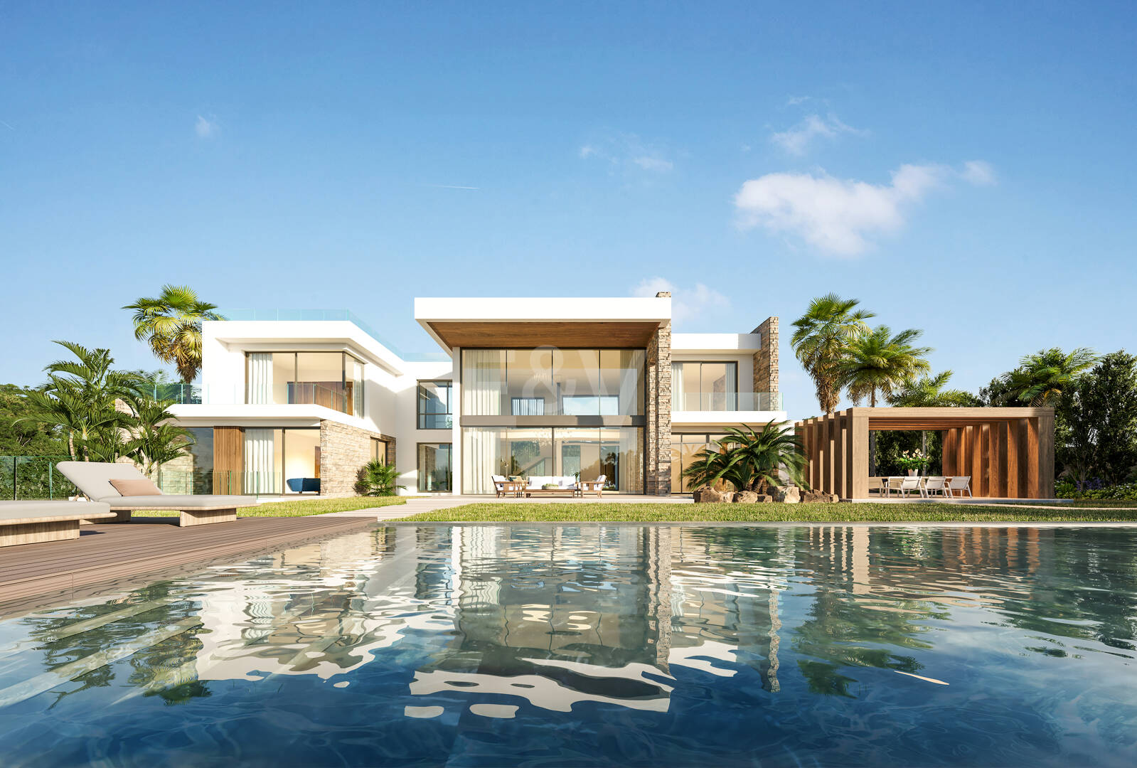 Projekt för nybyggd villa med panoramautsikt över havet i Hacienda Las Chapas, garanterad licens