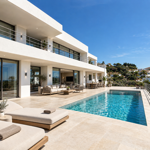 Zeitgenössische Neubauvilla mit Panoramablick aufs Meer in Los Arqueros