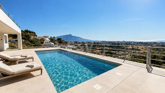 Zeitgenössische Neubauvilla mit Panoramablick aufs Meer in Los Arqueros