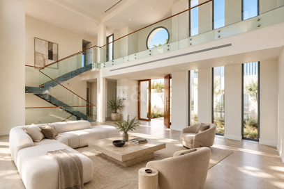 Zeitgenössische Neubauvilla mit Panoramablick aufs Meer in Los Arqueros