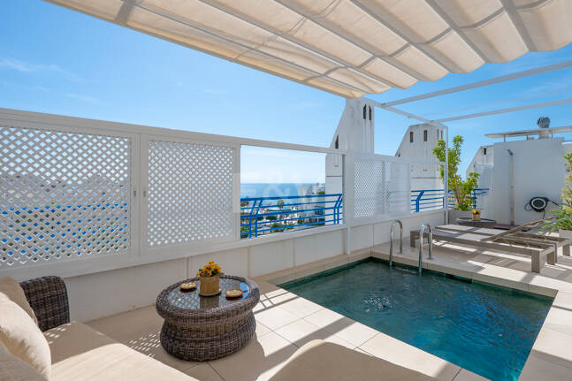Ático impresionante con piscina en la azotea, a pocos momentos de la playa y del casco antiguo de Marbella