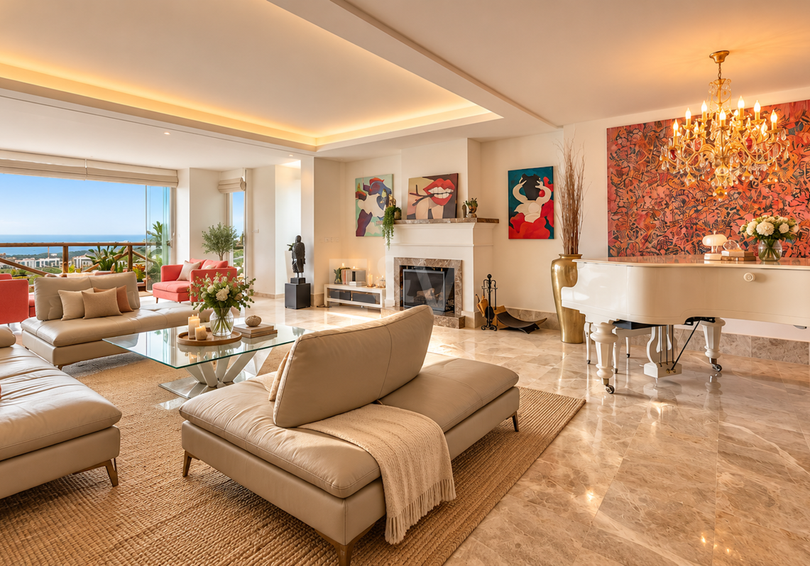 Maison individuelle avec vue panoramique sur la mer et jacuzzi à Santa Clara, Marbella