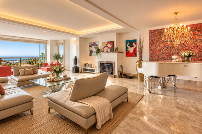 Maison individuelle avec vue panoramique sur la mer et jacuzzi à Santa Clara, Marbella