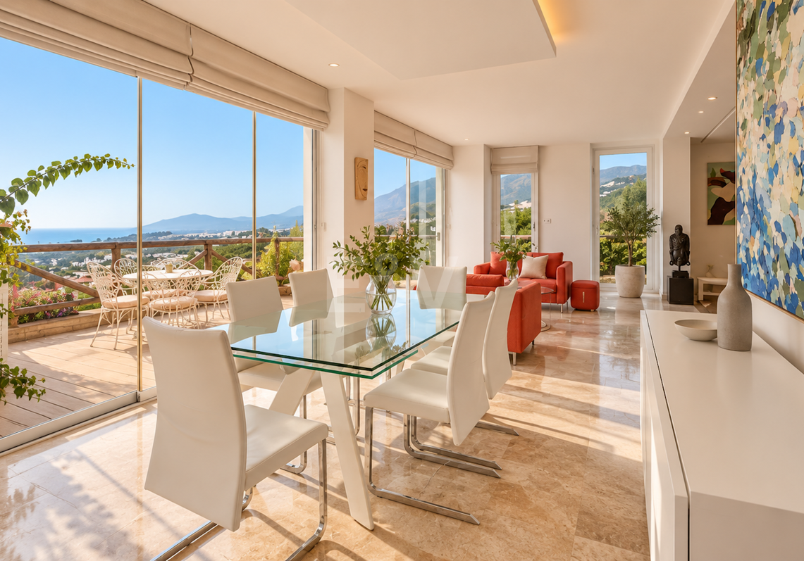 Maison individuelle avec vue panoramique sur la mer et jacuzzi à Santa Clara, Marbella