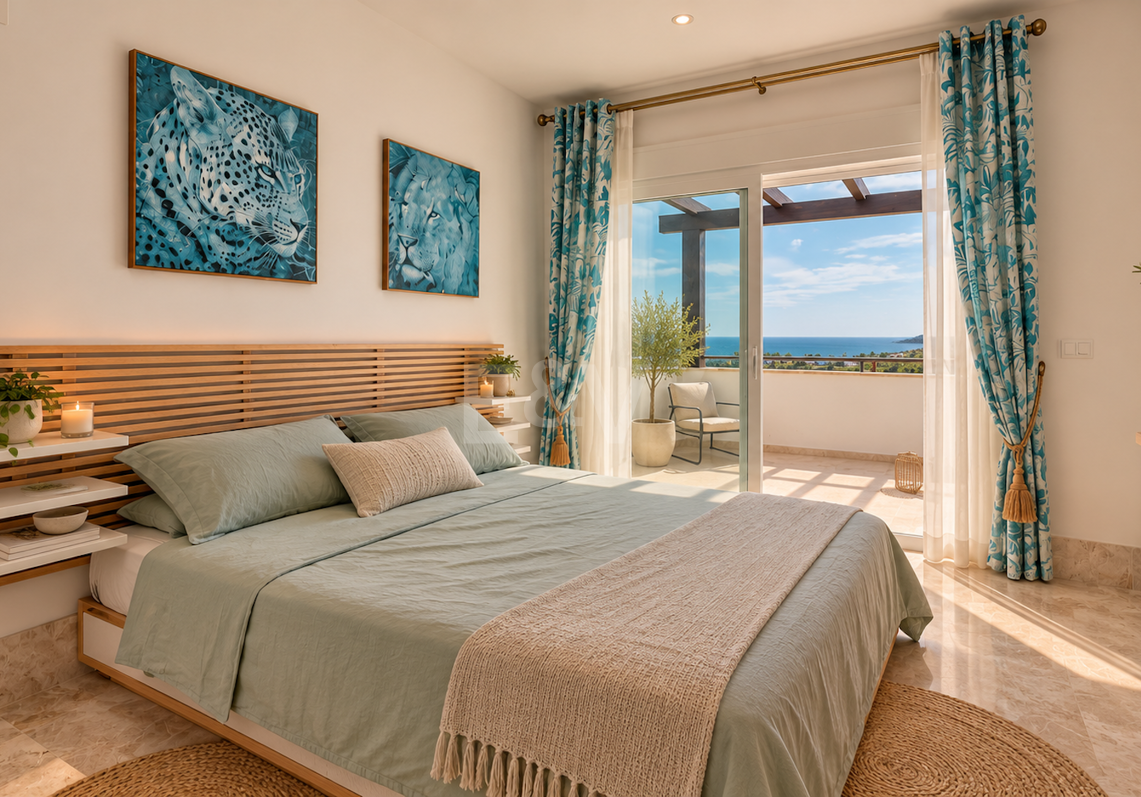 Maison individuelle avec vue panoramique sur la mer et jacuzzi à Santa Clara, Marbella