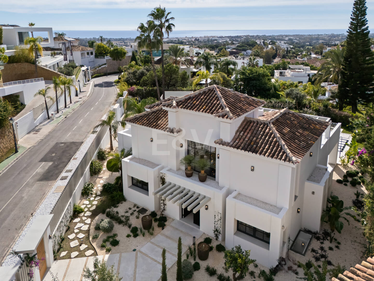 Verfeinertes mediterranee Villa mit Panoramablick aufs Meer