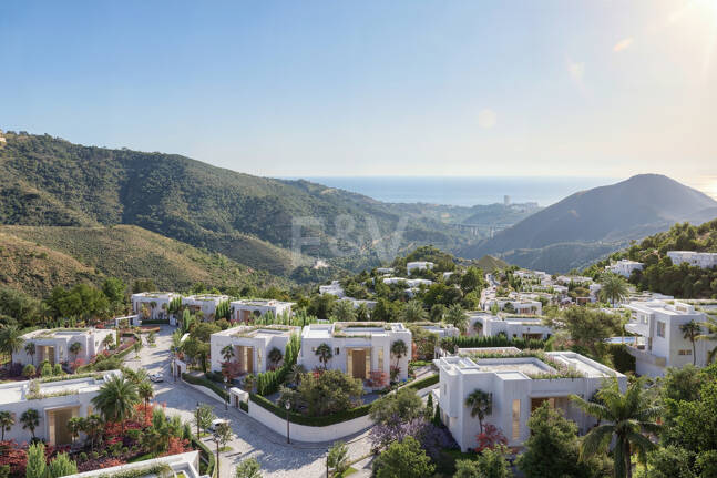 Villa con salón de doble altura y vistas panorámicas al mar en Palo Alto