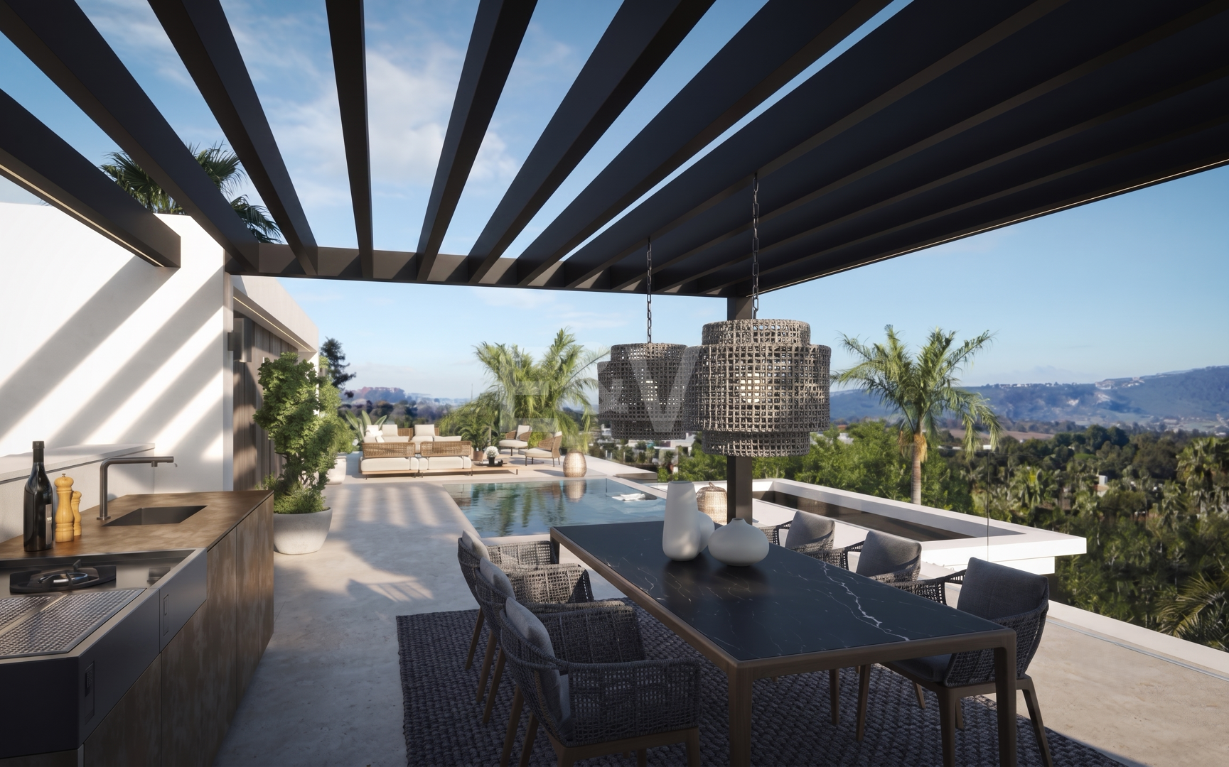 Vida exclusiva junto a la playa en Cortijo Blanco, donde la maestría arquitectónica se une al Mediterráneo