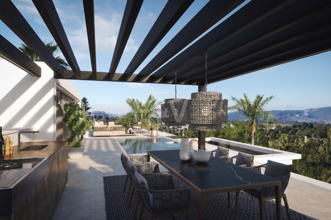 Vida exclusiva junto a la playa en Cortijo Blanco, donde la maestría arquitectónica se une al Mediterráneo