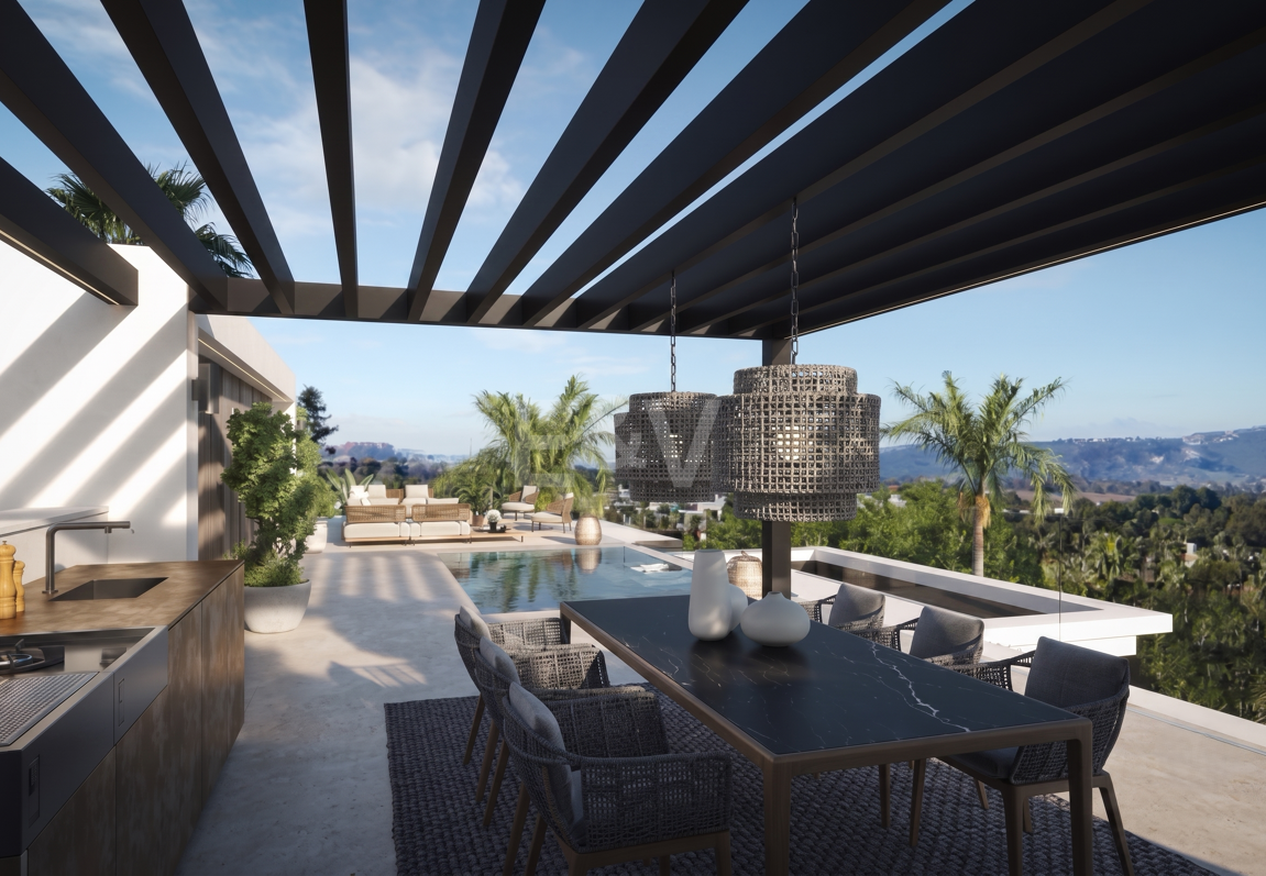 Vida exclusiva junto a la playa en Cortijo Blanco, donde la maestría arquitectónica se une al Mediterráneo