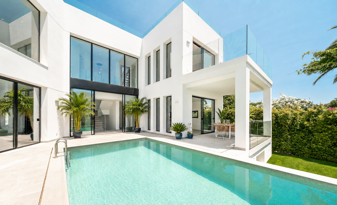 Schöne moderne Villa, nur wenige Schritte vom Strand, mit Meerblick