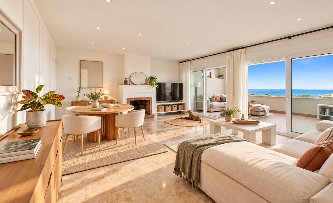 This exceptional corner townhouse is located in the prestigious Santa Clara Golf area of Marbella East, one of the most...
