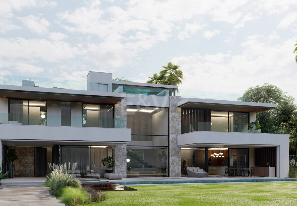 Terrain, projet et licence pour construire une villa moderne près de la plage