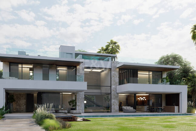 Terrain, projet et licence pour construire une villa moderne près de la plage