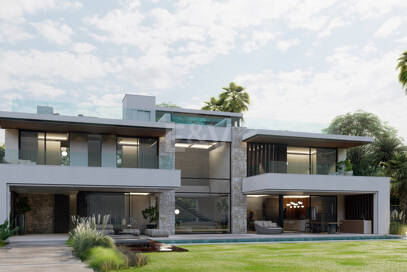 Terrain, projet et licence pour construire une villa moderne près de la plage