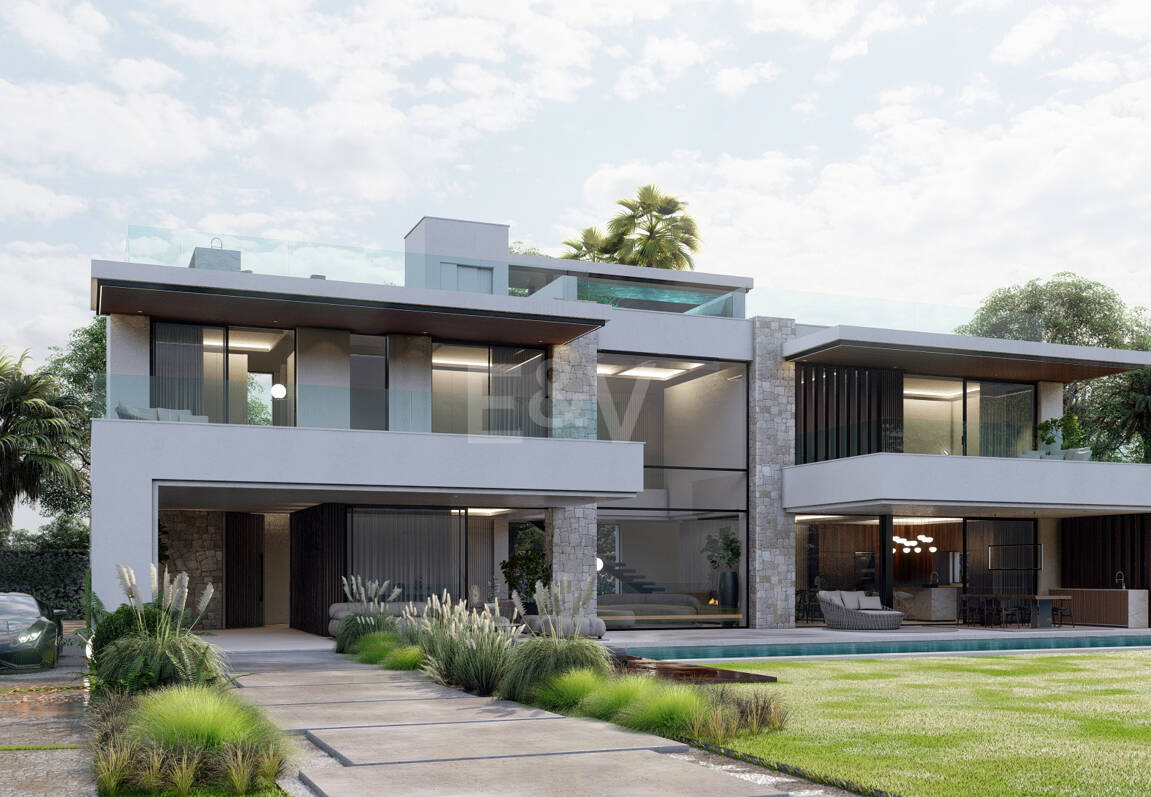 Terrain, projet et licence pour construire une villa moderne près de la plage