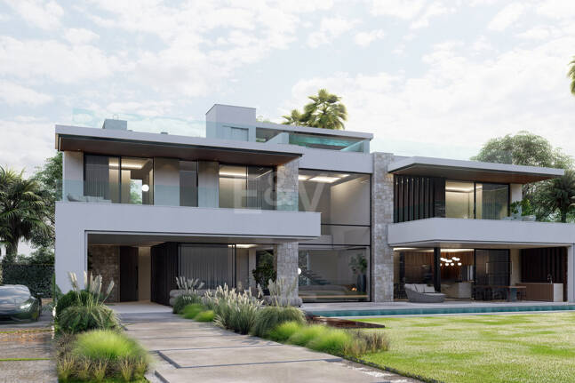 Terrain, projet et licence pour construire une villa moderne près de la plage