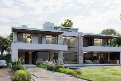 Terrain, projet et licence pour construire une villa moderne près de la plage