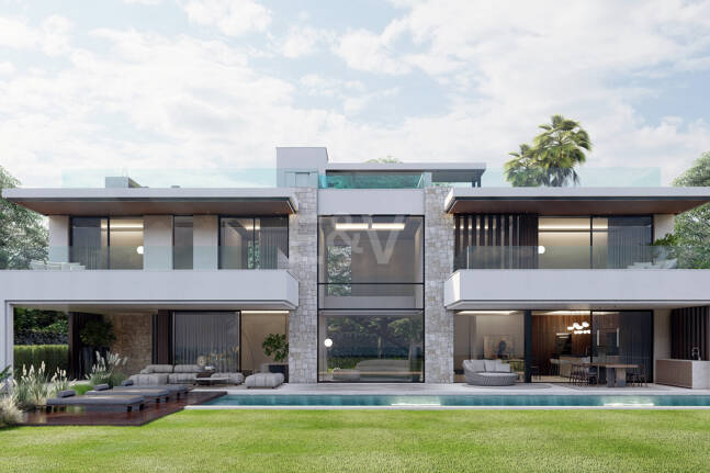 Terrain, projet et licence pour construire une villa moderne près de la plage