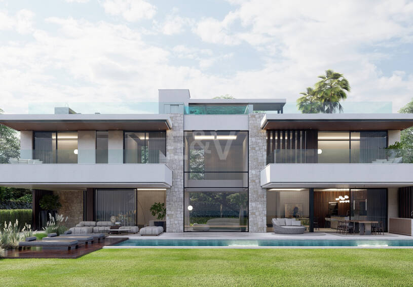Terrain, projet et licence pour construire une villa moderne près de la plage
