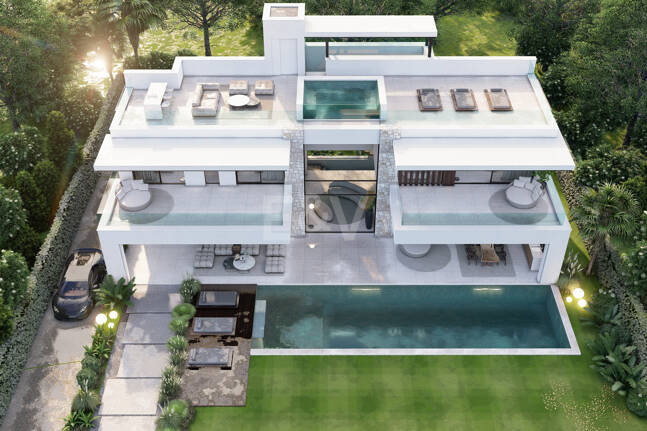 Terrain, projet et licence pour construire une villa moderne près de la plage