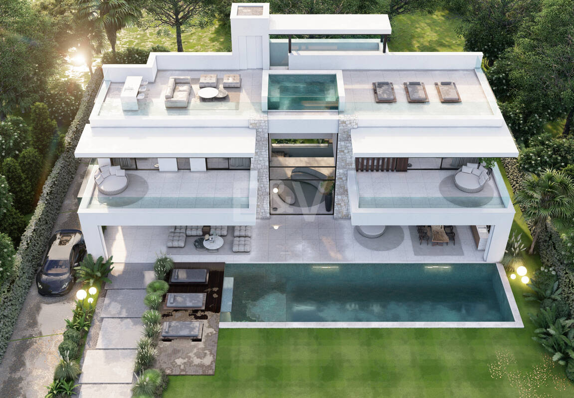 Terrain, projet et licence pour construire une villa moderne près de la plage