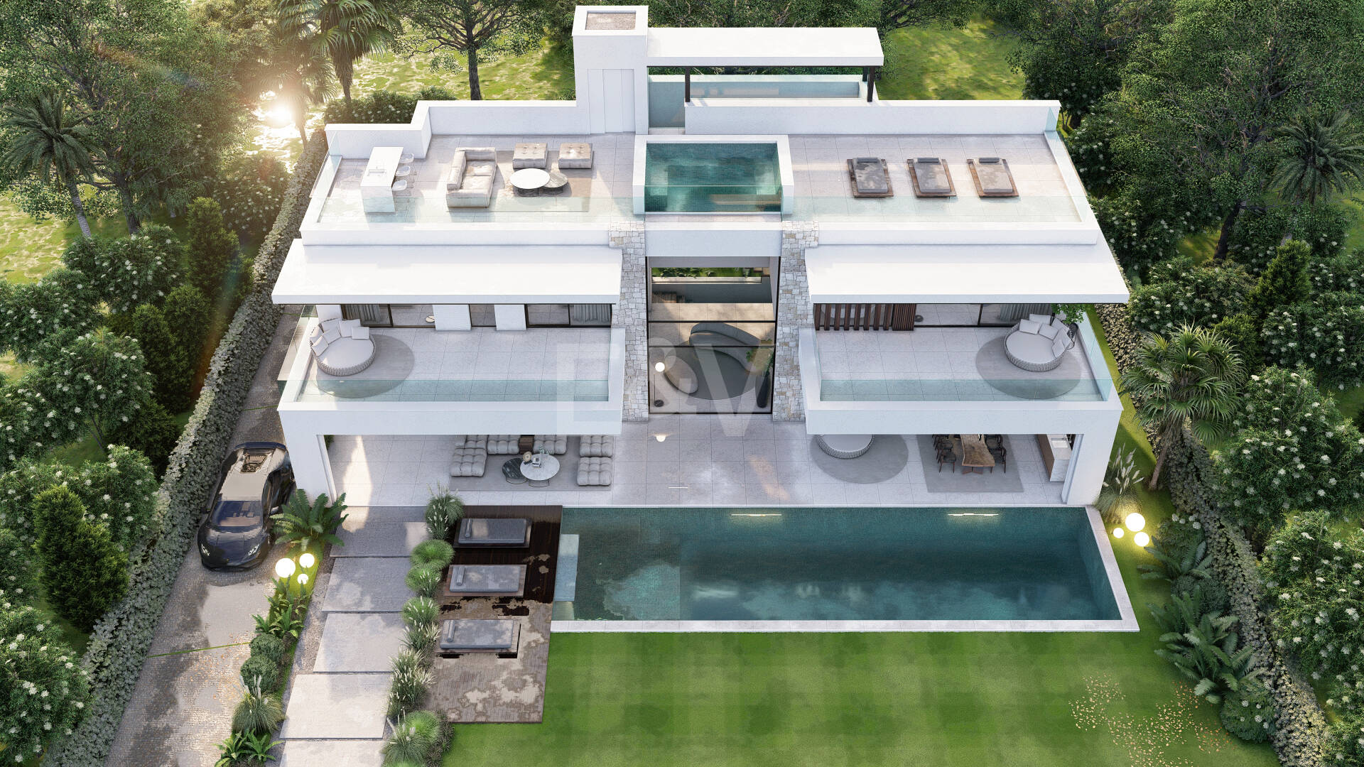 Terrain, projet et licence pour construire une villa moderne près de la plage