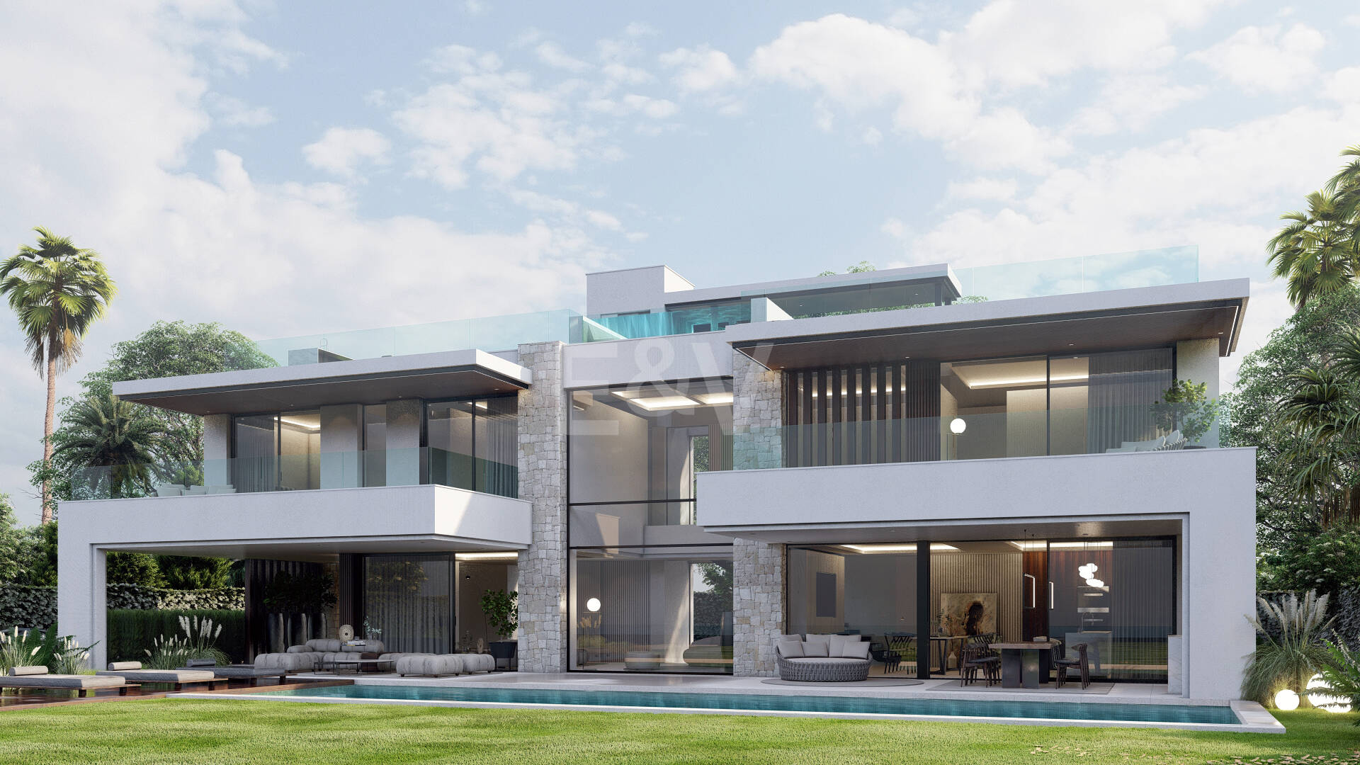 Terrain, projet et licence pour construire une villa moderne près de la plage