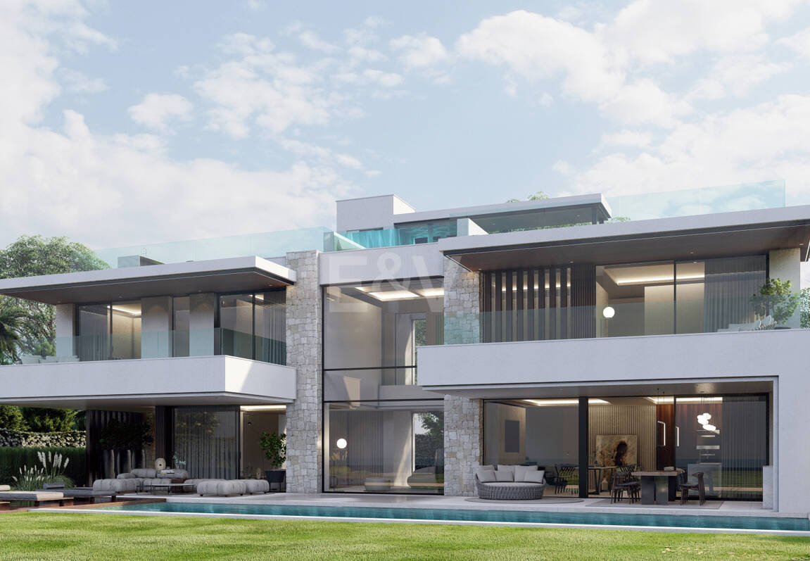 Terrain, projet et licence pour construire une villa moderne près de la plage