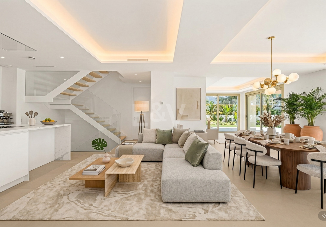 Elegant Triplex Residence with Private Garden and Pool Just Steps from the Beach on the Golden Mile