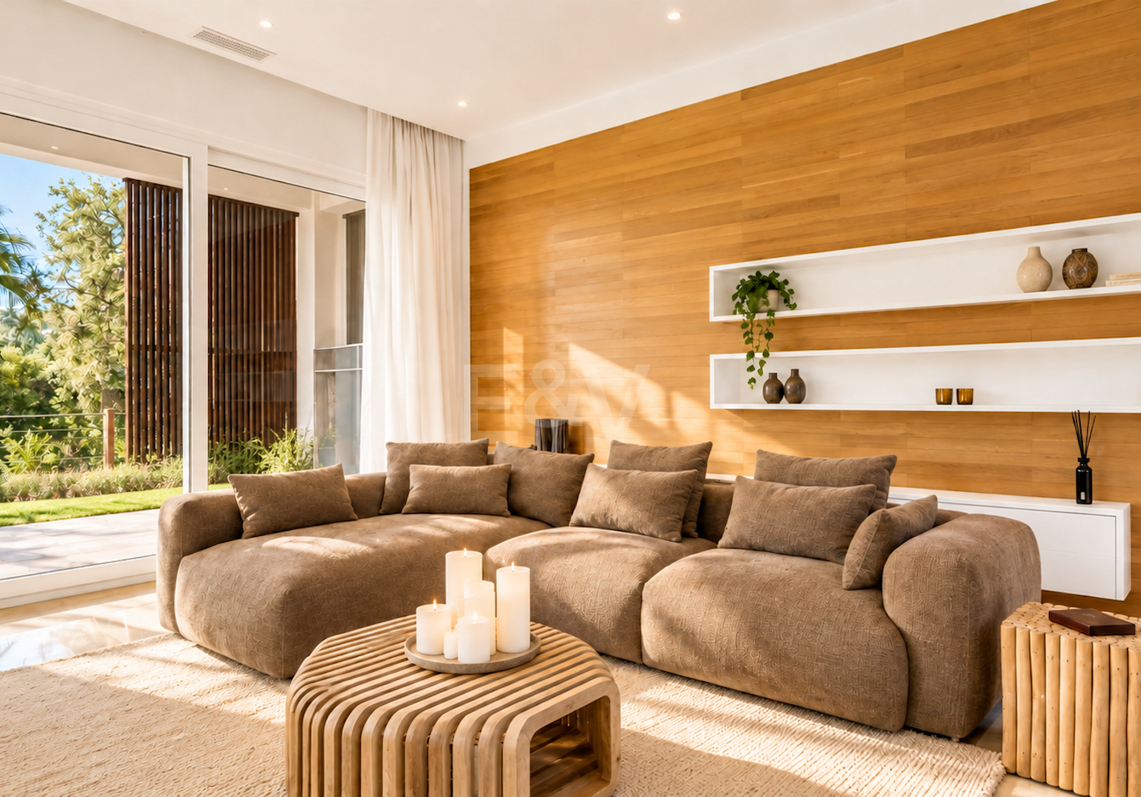 Villa contemporánea con vistas panorámicas al mar y a la montaña en El Rosario, Marbella Este