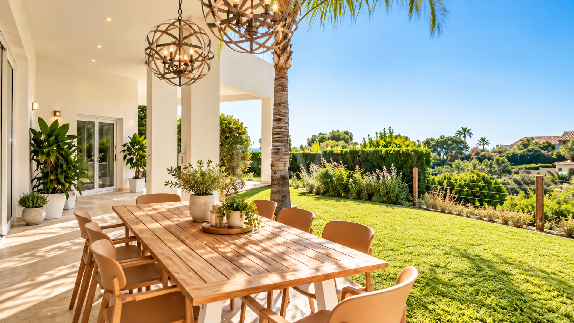 Villa contemporánea con vistas panorámicas al mar y a la montaña en El Rosario, Marbella Este