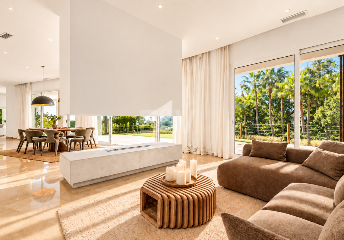Villa contemporánea con vistas panorámicas al mar y a la montaña en El Rosario, Marbella Este