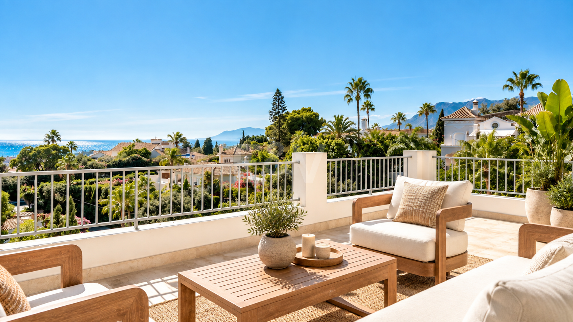 Villa contemporánea con vistas panorámicas al mar y a la montaña en El Rosario, Marbella Este