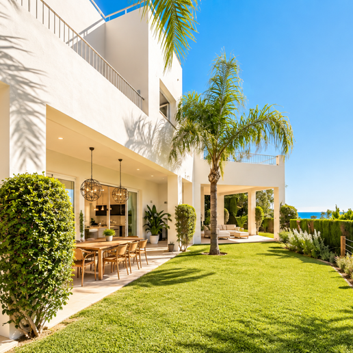Villa contemporánea con vistas panorámicas al mar y a la montaña en El Rosario, Marbella Este