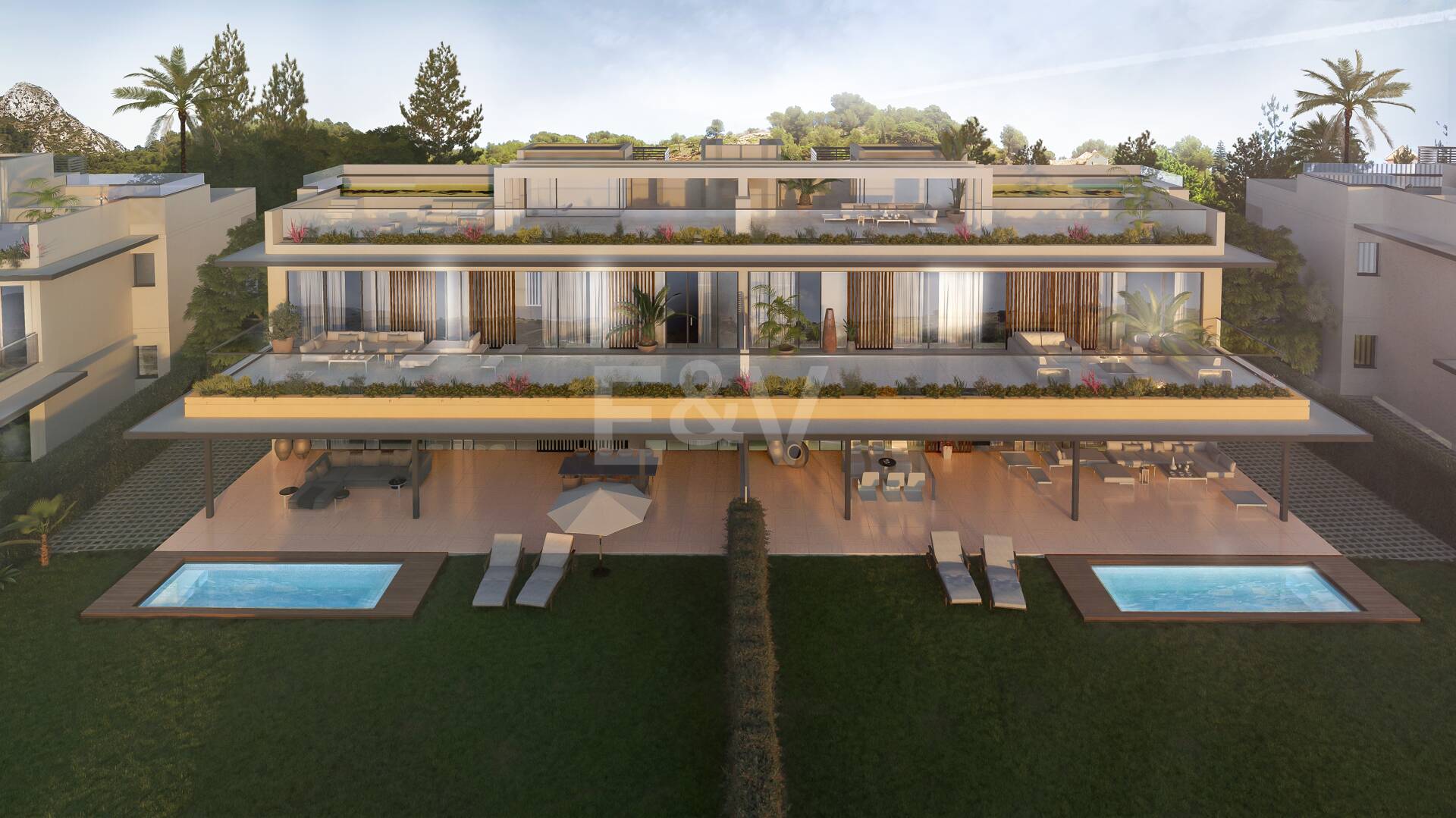 Brand New 3-Bedroom Penthouse med privat pool och unik golfvisning i Santa Clara
