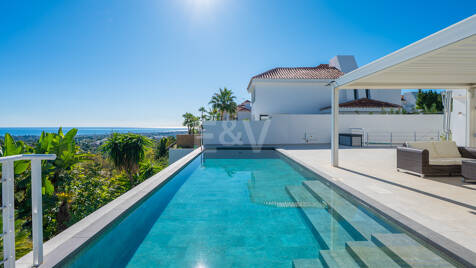 Contemporary luxury villa with sea and mountain views