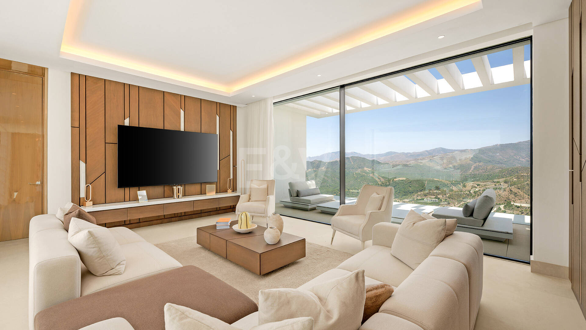 Architectural Masterpiece with Spectacular Sea and Mountain Views