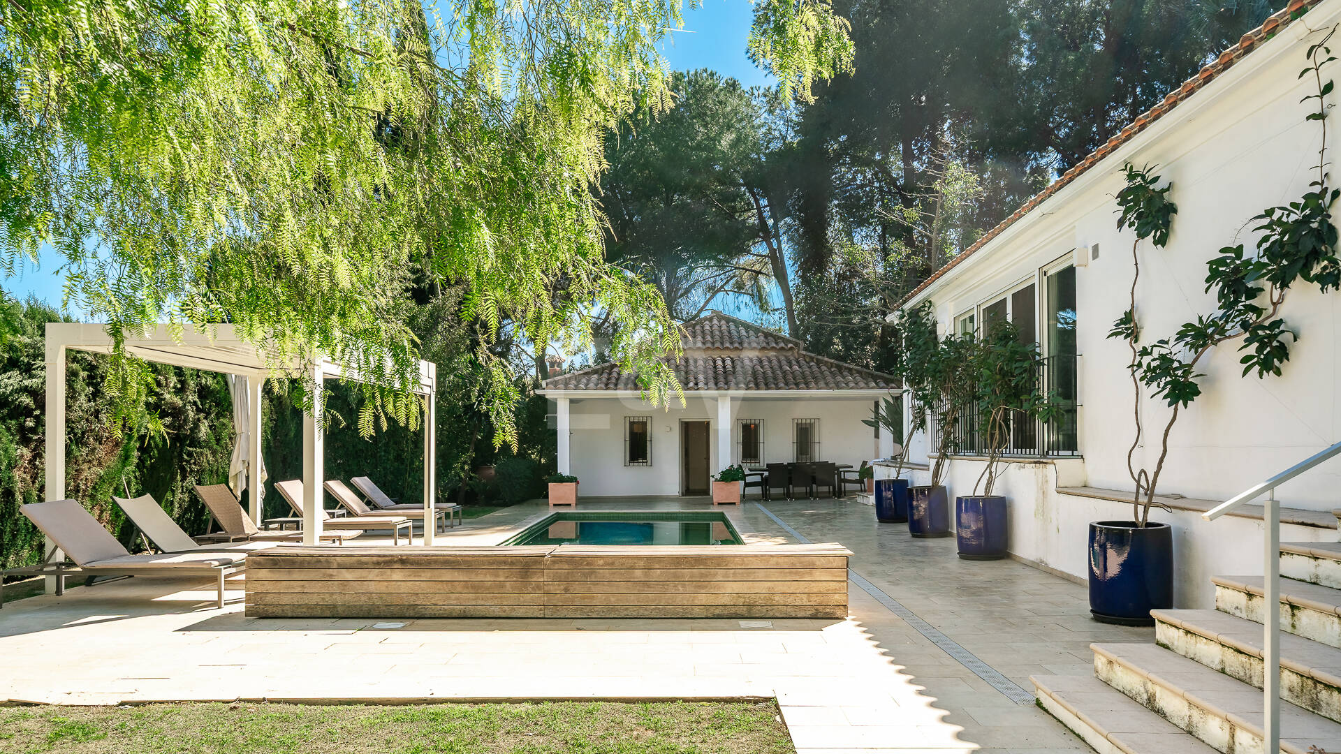 Grand Villa with Guest Houses on a Large Private Plot with Mature Gardens and La Concha Stunning View