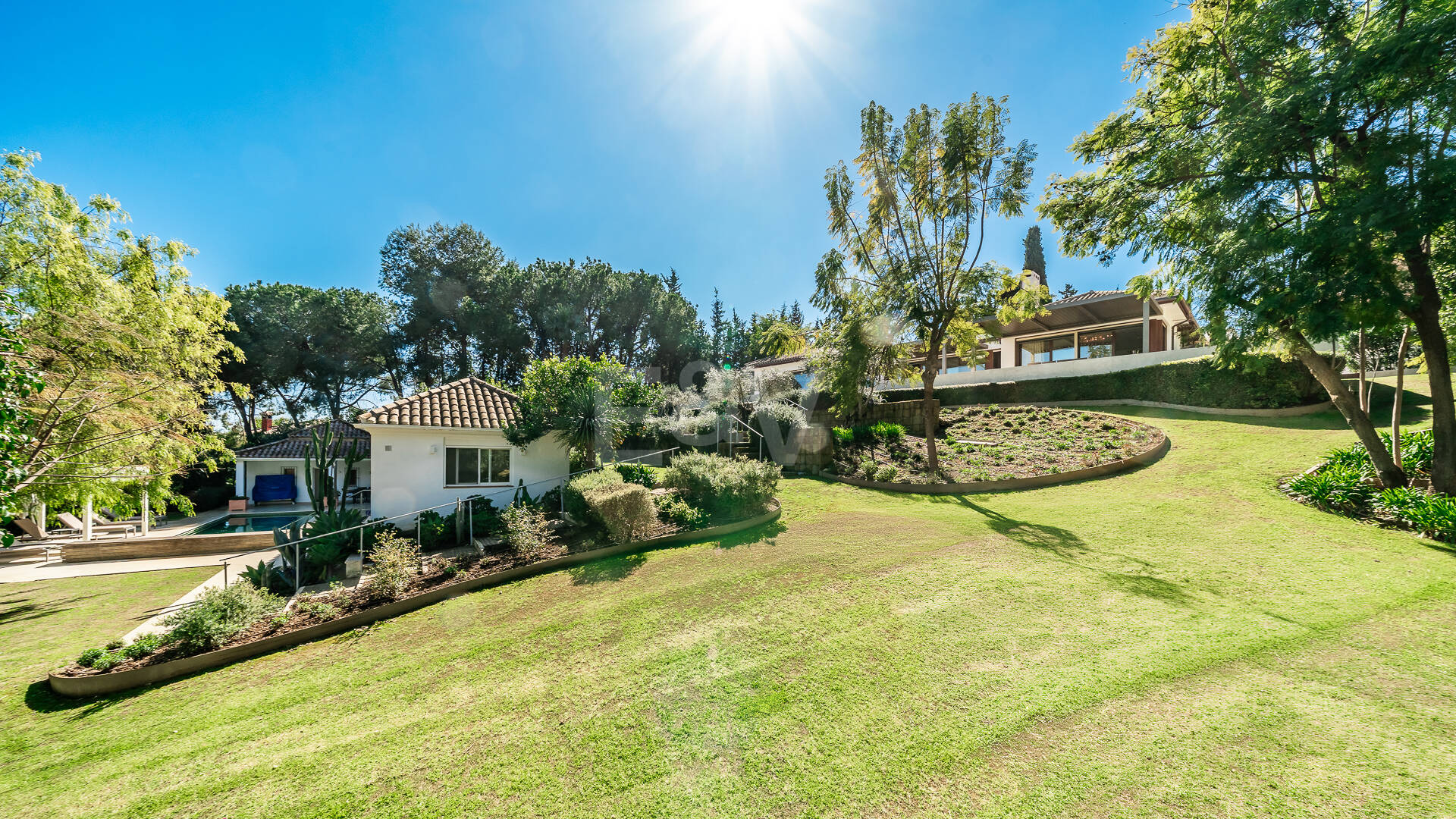 Grand Villa with Guest Houses on a Large Private Plot with Mature Gardens and La Concha Stunning View