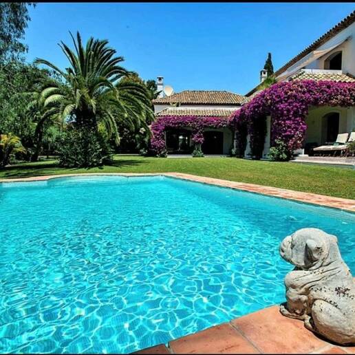 Magnificent Andalusian-style villa available for long-term rental in a gated community with 24-hour security.