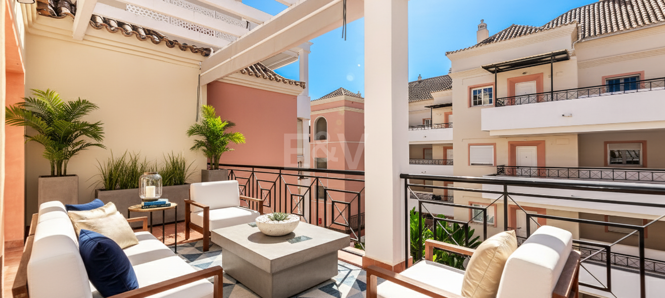 Renovated apartment with large corner terrace