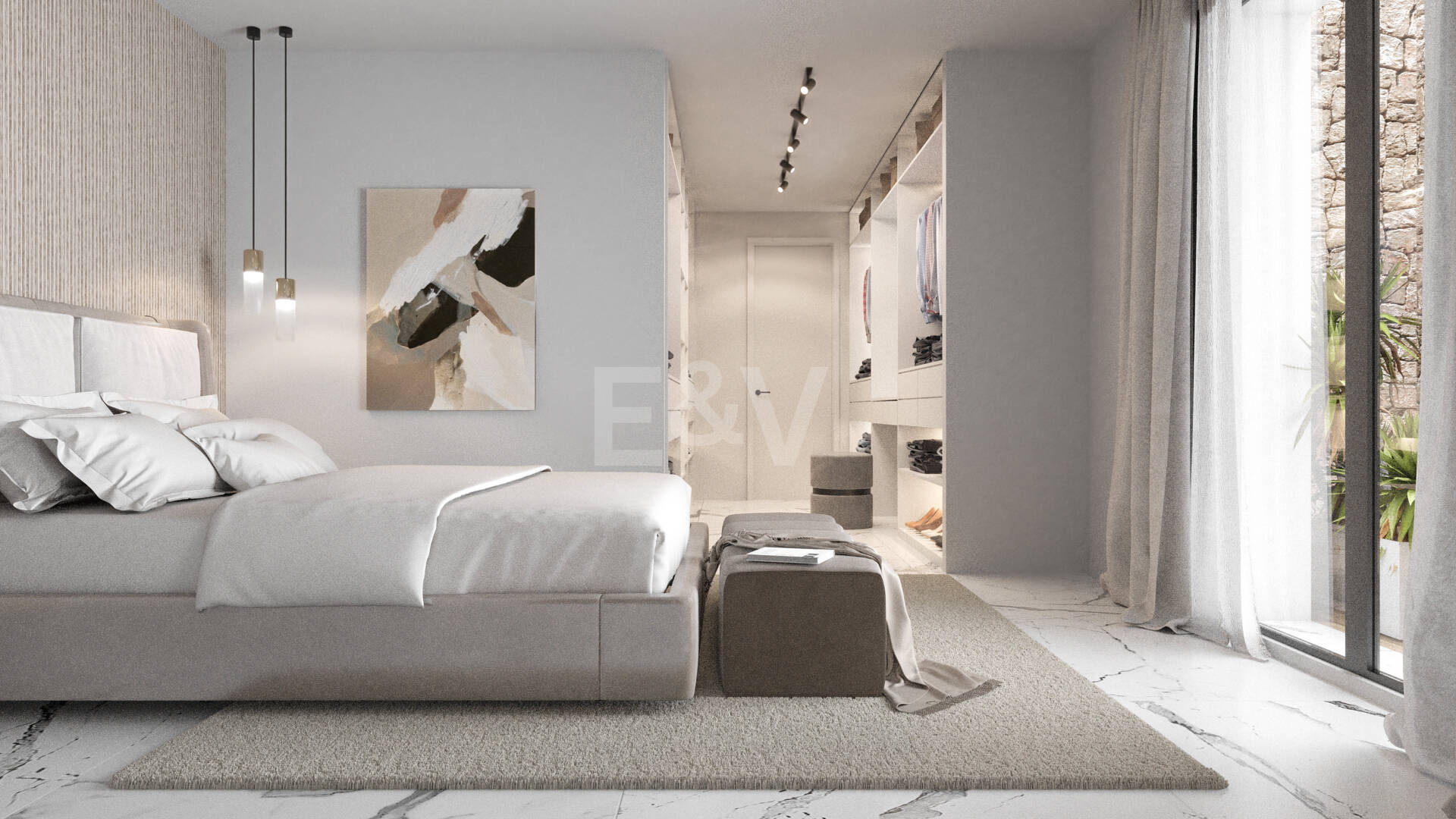 New Villa steps from the Beach with Stone Pool and a Splendid Garden