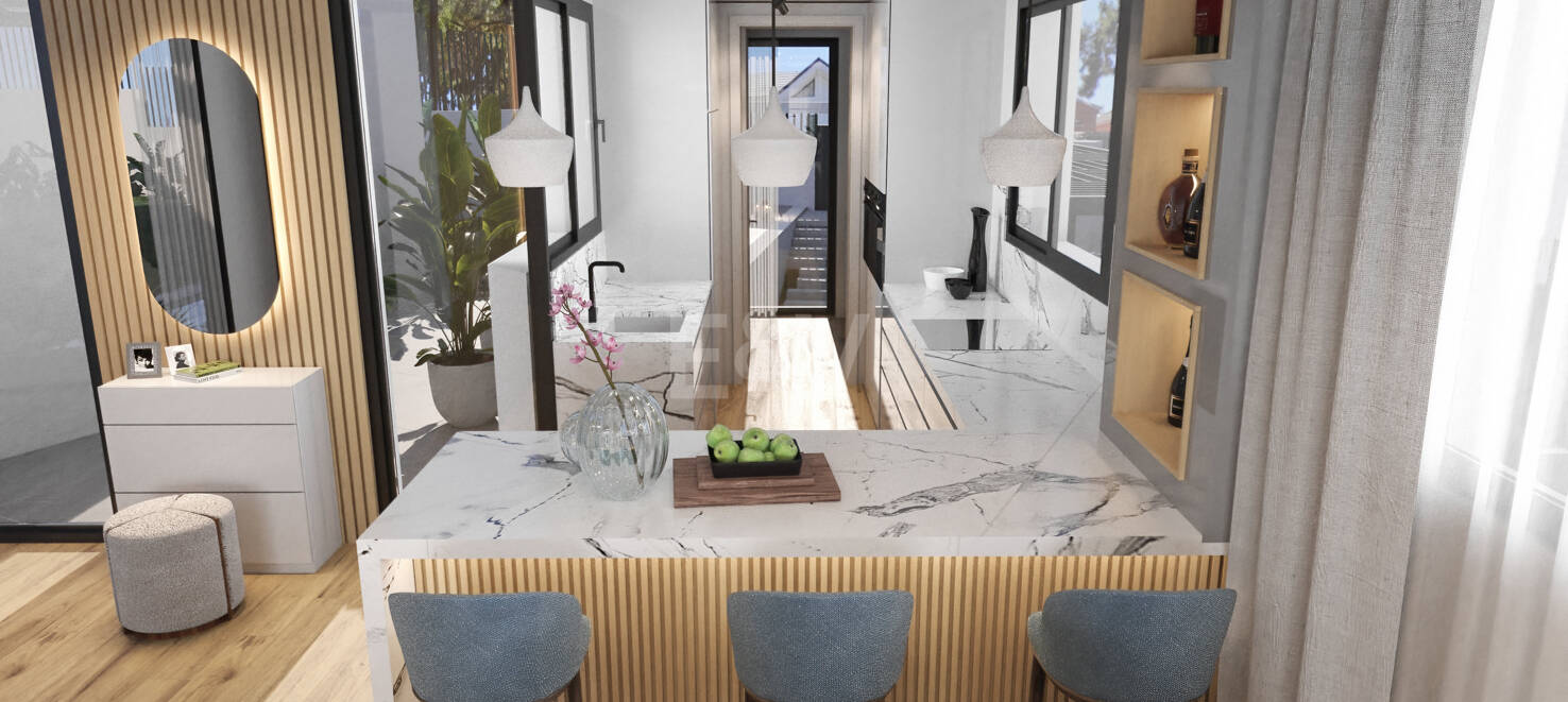 New Villa Steps from the Beach with a Stone Pool and a Splendid Garden